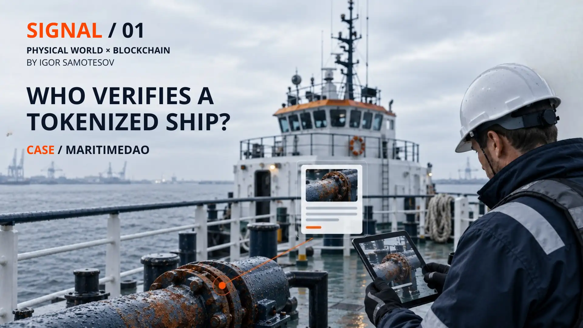 SIGNAL / 001 — Who Verifies a Tokenized Ship?